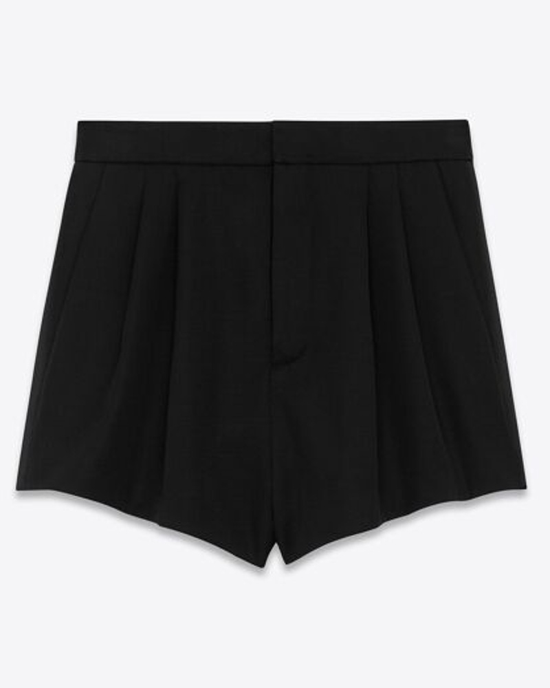 Saint Laurent Damen Smoking-Shorts aus Grain De Poudre Schwarz