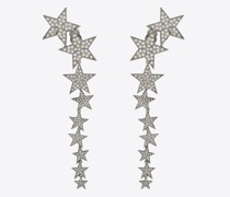 Lange Sternen-Ohrringe aus Metall Silber