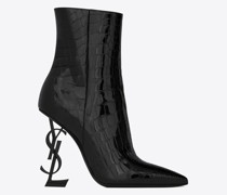 Opyum Stiefelette aus Lackleder mit Alligator-Prägung Schwarzem Absatz Schwarz