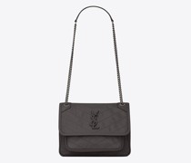 Niki Baby Tasche aus Geknittertem Vintage-Leder Grau