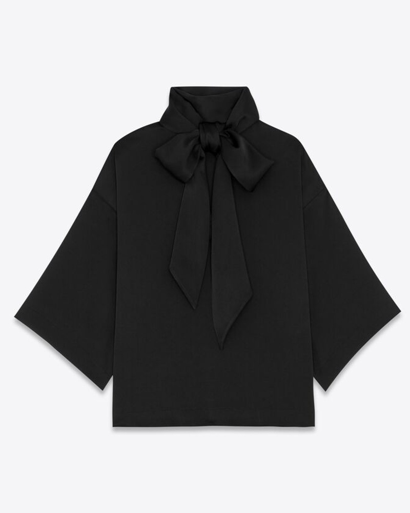 Saint Laurent Damen Bluse aus Crêpe-Satin Schwarz