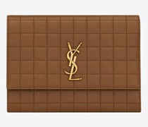 Cassandre Matelassé Carré Pouch mit Überschlag aus Lammleder Bernstein