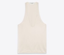 Tanktop aus Seidensatin-Crêpe Weiß