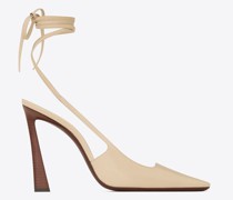 Blade Slingback-Pumps aus Glattleder Beige