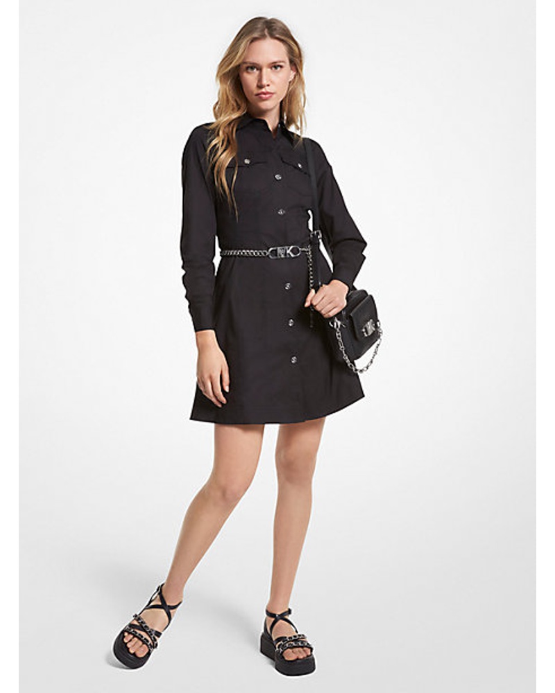 Michael Kors Damen Hemdkleid aus Biobaumwoll-Popeline mit Stretch und Gürtel