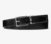 Wendbarer Gürtel aus Logostoff und Leder
