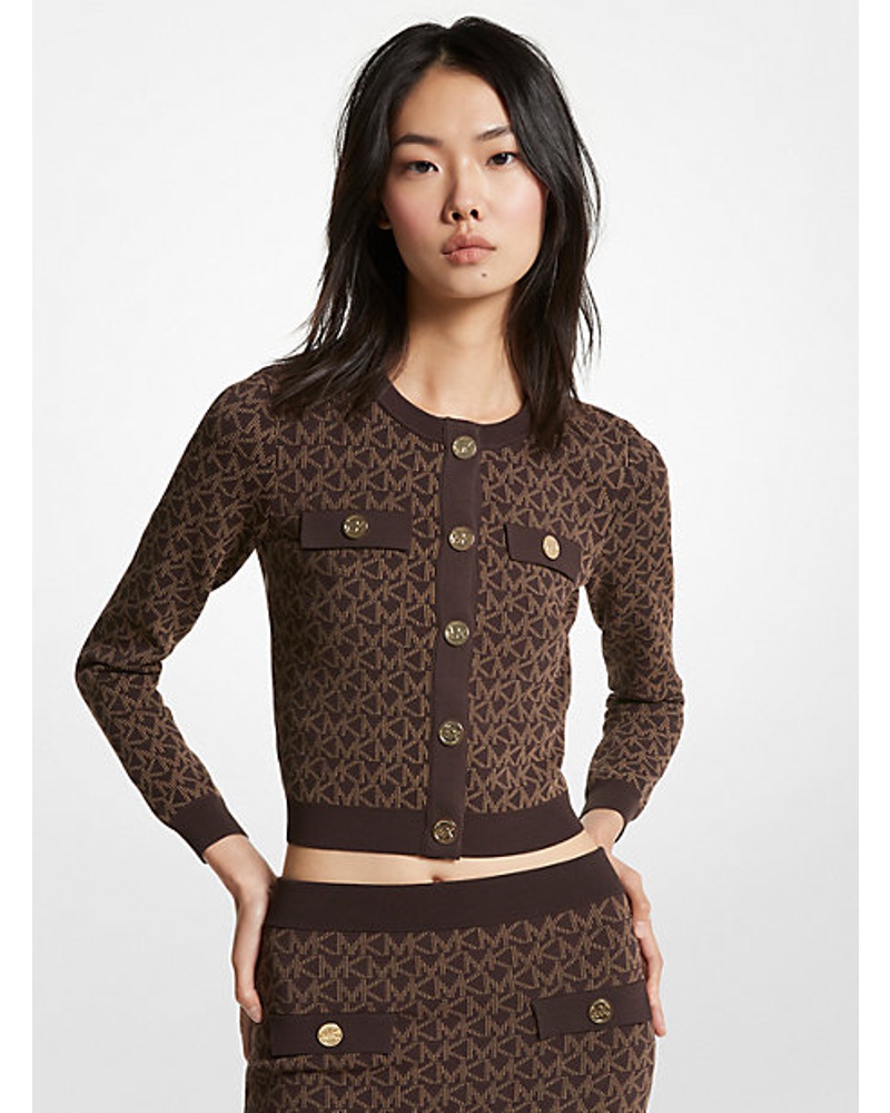 Michael Kors Damen Cardigan aus Jacquard mit Logomuster