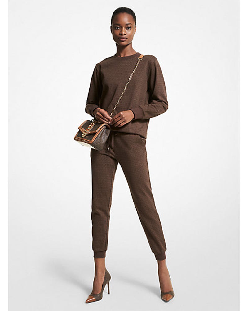 Michael Kors Damen Sweatshirt aus Baumwoll-Terry mit Logomuster