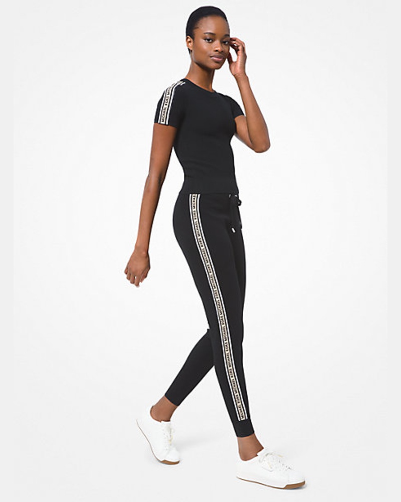 Michael Kors Damen Jogginghose aus Strukturiertem Gewebe mit Logostreifen