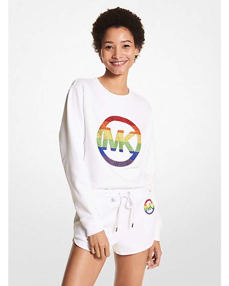 Michael Kors Damen Pride Sweatshirt aus Biobaumwoll-Terry mit Verzierung