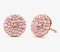Ohrstecker aus Sterlingsilber mit 14-Karätiger Rosé-Goldbeschichtung und Logo In Farbiger Pavé-Fassung