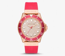 Übergroße Armbanduhr Slim Everest Im Rosé-Goldton mit Pavé und Geprägtem Silikonarmband