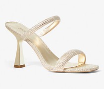 Sandale Clara aus Glitzerndem Mesh Im Kettendesign und In Metallic-Optik mit Verzierung