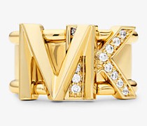 Ring aus Messing mit 14-Karätiger Goldbeschichtung und Pavé-Logo