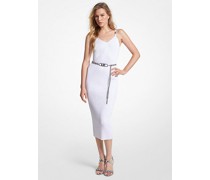 Bustierkleid aus Gerippter Stretch-Viskose mit Gürtel