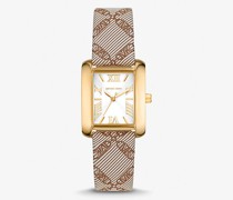 Armbanduhr Mini Emery Im Goldton mit Armband aus Jacquard mit Empire-Logomuster