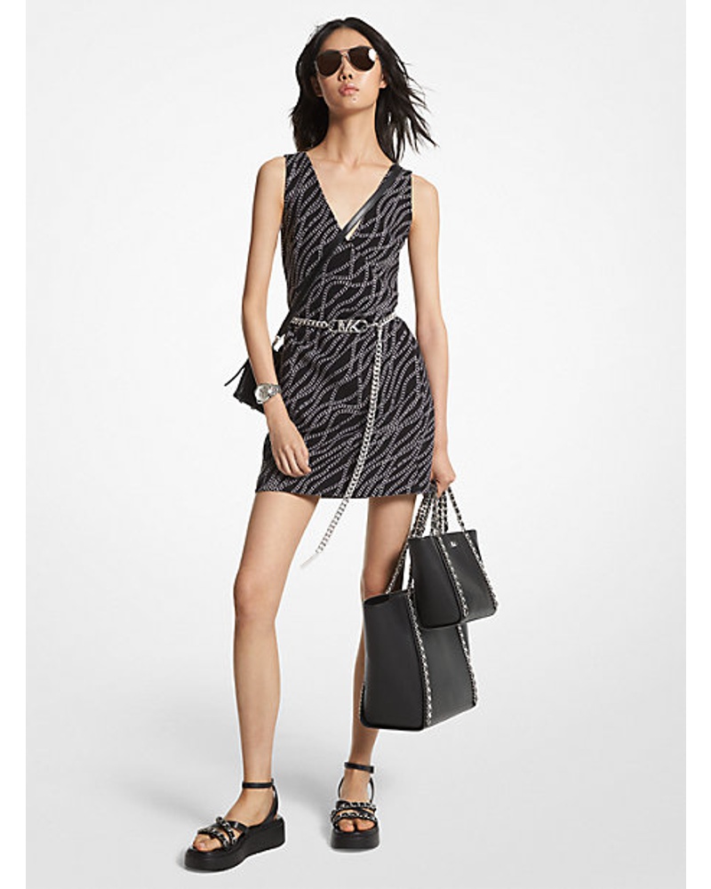 Michael Kors Damen Minikleid aus Stretch-Twill mit Kettenmuster Michael Kors Damen Minikleid aus Stretch-Twill mit Kettenmuster