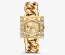 Schlossförmige Mini-Armbanduhr Im Goldton mit Pavé