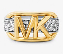 Pavé-Ring aus Sterlingsilber mit Edelmetallbeschichtung und Empire-Logo