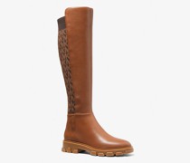 Kniehoher Stiefel Ridley aus Leder und Jacquard mit Logomuster