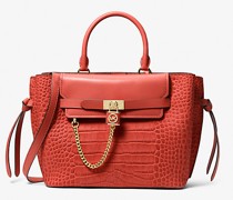 Henkeltasche Hamilton Legacy Large aus Leder mit Krokodilprägung und Gürteldetails