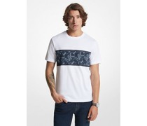 T-Shirt aus Baumwolle mit Streifen und Empire Signature-Logomuster