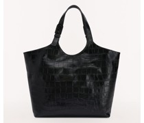 Flow Tote-bag L Nero Kalbsleder Mit Cocco-air-print Damen
