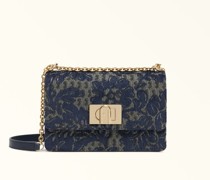 1927 Umhängetasche Toni Mediterraneo Blau Palazzo Jacquard-stoff Mit Geprägtem Bogen-logo Im Ethno-stil Damen Mini-Umhängetasche