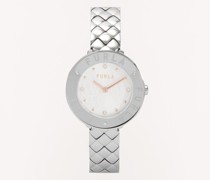 Essential Armbanduhr Mit Rundem Gehäuse Color Argento Metallic Metall Damen Metallarmband