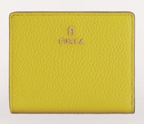 Kompakte Portemonnaie Canary Gelb Genarbte Kalbleder Damen Portemonnaie