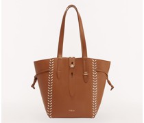 Net Tote-bag Cognac H Braun Genarbtes Kalbsleder Daen