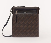 Man Como Umhängetache Toni Caffe' Braun Bechichteter toff Mit Bogenkettenprint Herren Mini-Umhängetasche