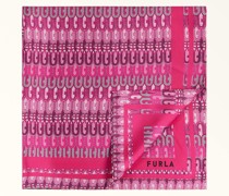 Tortona Schal Pop Pink Seidentwill Mit Bogen-print Damen Foulard
