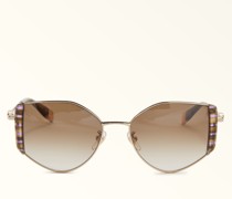 Sunglasses Sonnenbrille Havana Metall + Acetat Damen Sonnenbrille