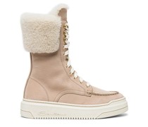 Women's pink tumbled nubuck ankle boot with fur