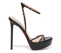 Women’s black leather high-heel sandal
