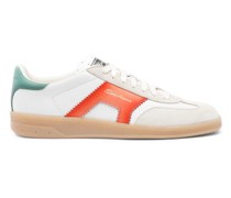 Weiß-orangefarben-grüne DBS Oly Sneakers für Damen aus Leder und Wildleder