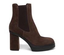 Women’s brown suede high-heel ankle boot