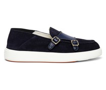 Blaue Loafer für Herren aus Wildleder mit Doppelschnalle