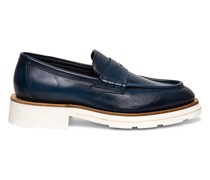 Blaue Penny-Loafer für Herren aus Leder