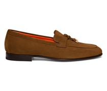 Braune Loafer für Herren aus Wildleder mit Quasten