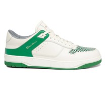 Weiß-grüne Sneak-Air-Sneakers für Herren aus Leder