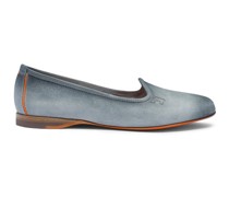 Azurblaue Loafer für Damen aus Wildleder
