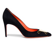 Schwarze Santoni Sibille Pumps für Damen aus Veloursleder mit hohem Absatz