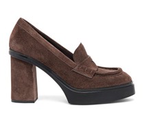 Women's dark brown suede high-heel pump