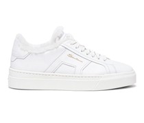 Women's white leather sneaker with fur