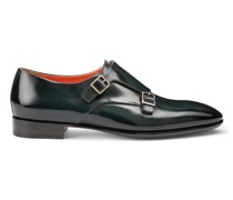 Grüne Doppel-Monkstraps für Herren aus Leder