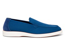 Blaue Loafer für Herren aus elastischem Strickgewebe