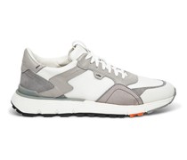 Men's white and gray leather and fabric sneaker