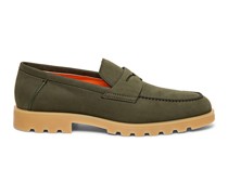 Grüne Penny-Loafer für Herren aus Nubuk